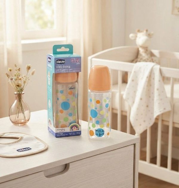 Biberon Chicco Well-Being (330 ml, débit rapide, dès 4 mois).