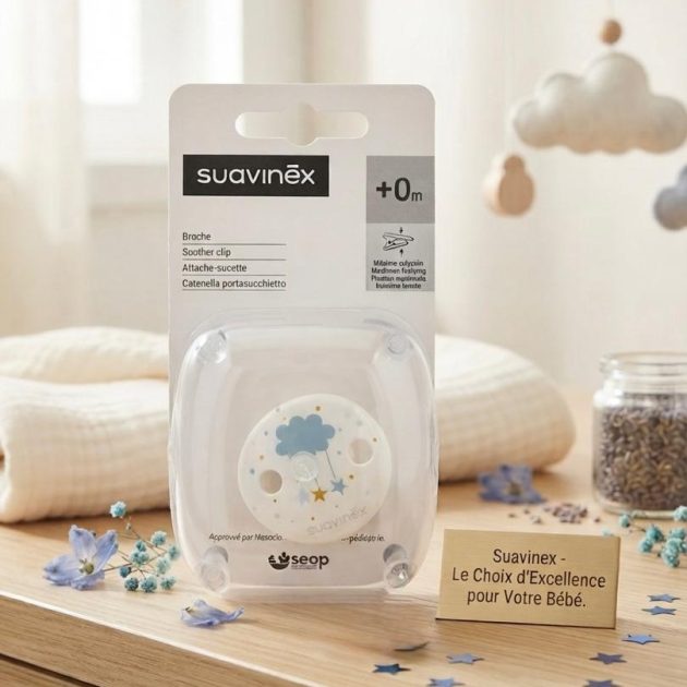 Suavinex Attache-sucette Bleu, +0M