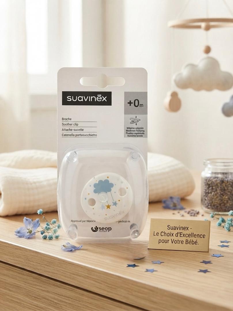 Suavinex Attache-sucette Bleu, +0M