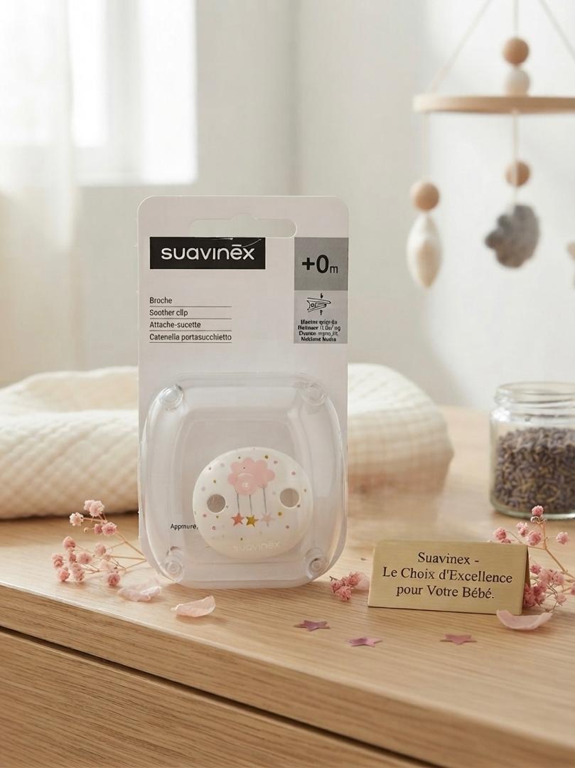 Suavinex Attache-sucette Rose, +0M