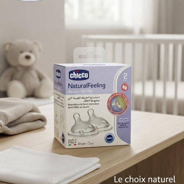 Tétine Chicco Natural Feeling 2m+ (Débit Moyen) - 2 pièces